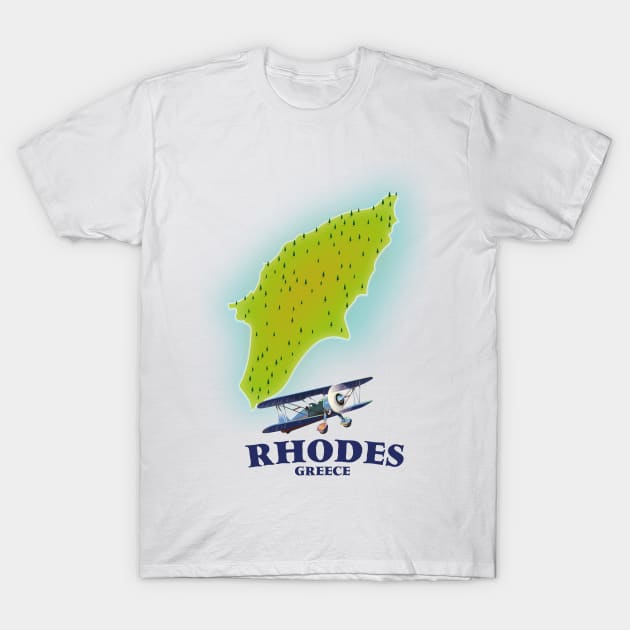 Rhodes, Greece island map T-Shirt by nickemporium1